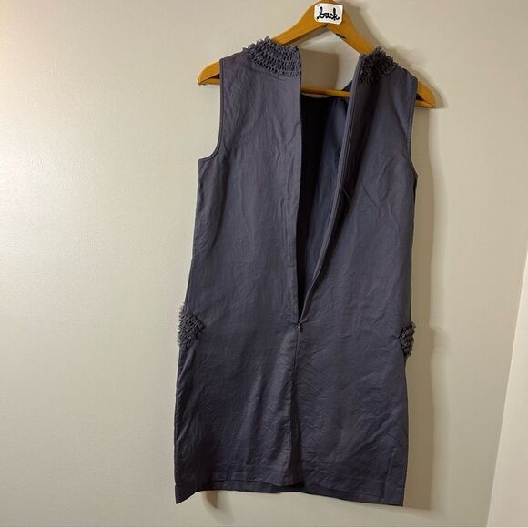 LOFT Classy Gray Dress Ruffles Pockets Women's 2 Excellent Preworn Condition - Picture 6 of 7